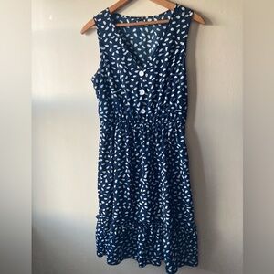 SHEIN Navy Midi Dress with White Pattern